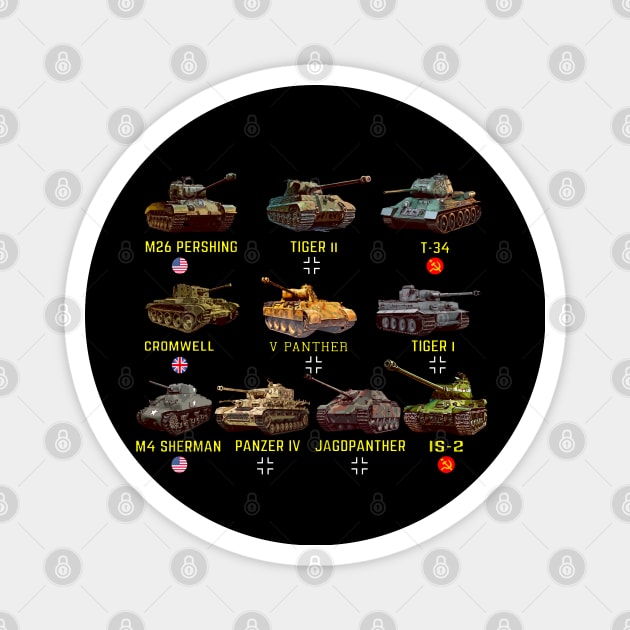 Top 10 WW2 Tanks Magnet by F&L Design Co.